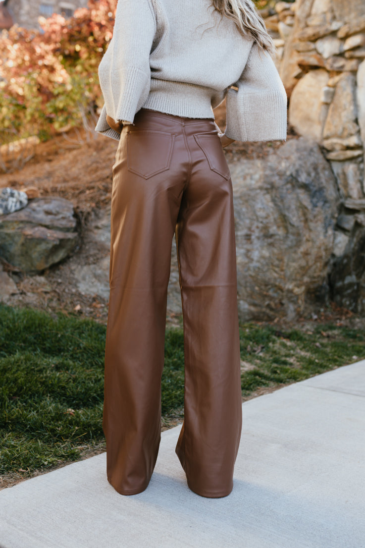 Kylie Jenner: Brown Leather Shirt and Pants | Steal Her Style